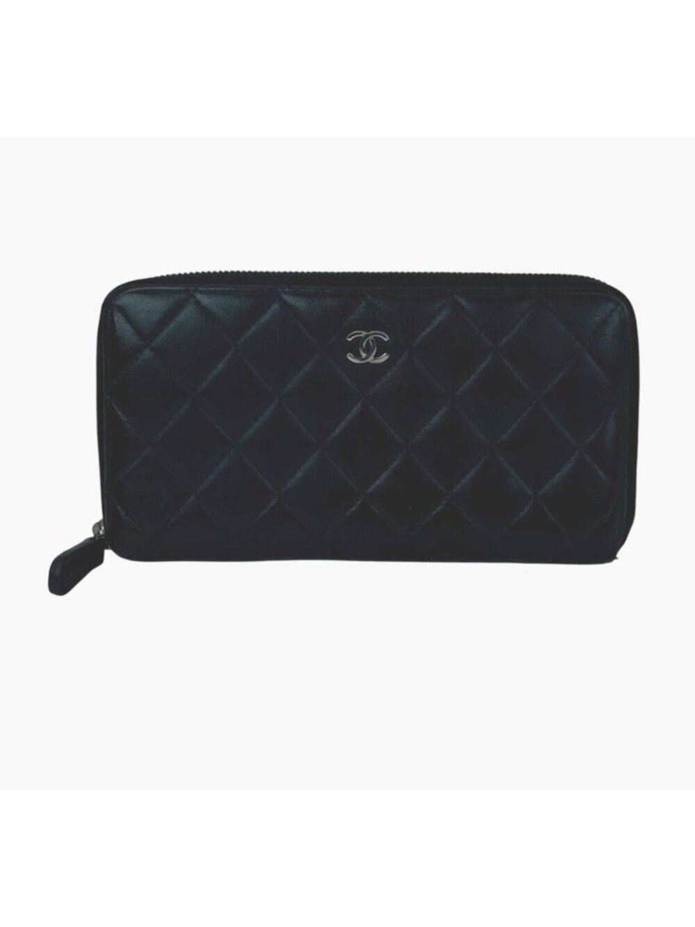 Chanel Classic Quilted Smooth Lambskin Zip Around Black Wallet